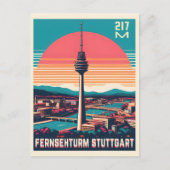 Retro Stuttgart TV Toren Fernsehturm Duitse cadeau Briefkaart (Voorkant)