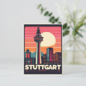 Retro Stuttgart TV Tower Fernsehturm Duits cadeau Briefkaart (Staand voorkant)