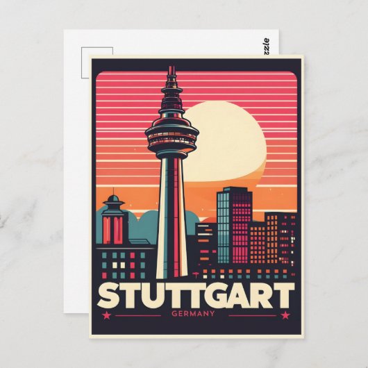 Retro Stuttgart TV Tower Fernsehturm Duits cadeau Briefkaart (Voorkant / Achterkant)