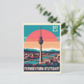Retro Stuttgart TV Tower Fernsehturm Duits cadeau Briefkaart (Staand voorkant)