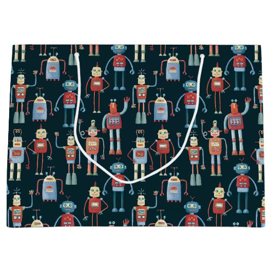 Retro Style 1950s  robots Groot Cadeauzakje (Voorkant)