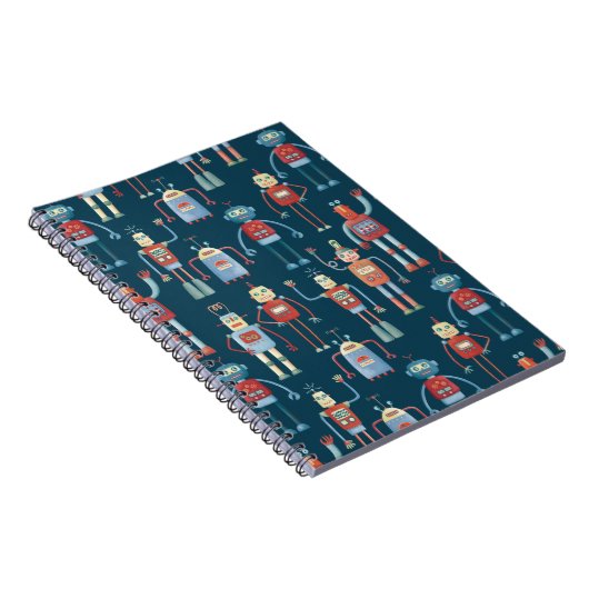 Retro Style 1950s  robots Notitieboek (Rechterzijde)