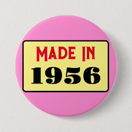Retro style 70th birthday badge 1956 ronde button 7,6 cm