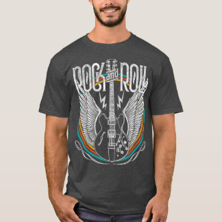 Retro Style 80s Rock Roll Muziekgitaar T-shirt