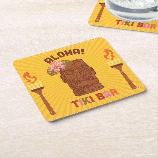 Retro Style Aloha Tiki Bar Kartonnen Onderzetters (Schuin)