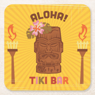 Retro Style Aloha Tiki Bar Kartonnen Onderzetters