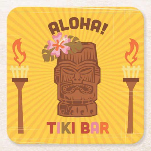 Retro Style Aloha Tiki Bar Kartonnen Onderzetters (Voorkant)