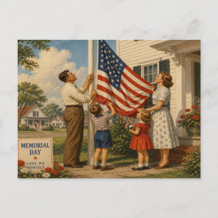 Retro-Style Amerikaanse Memorial Day-ansichtkaart Feestdagenkaart