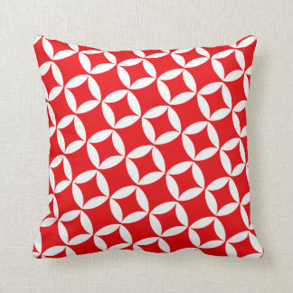Retro Style Atomic Star Pattern in Cherry Red Kussen