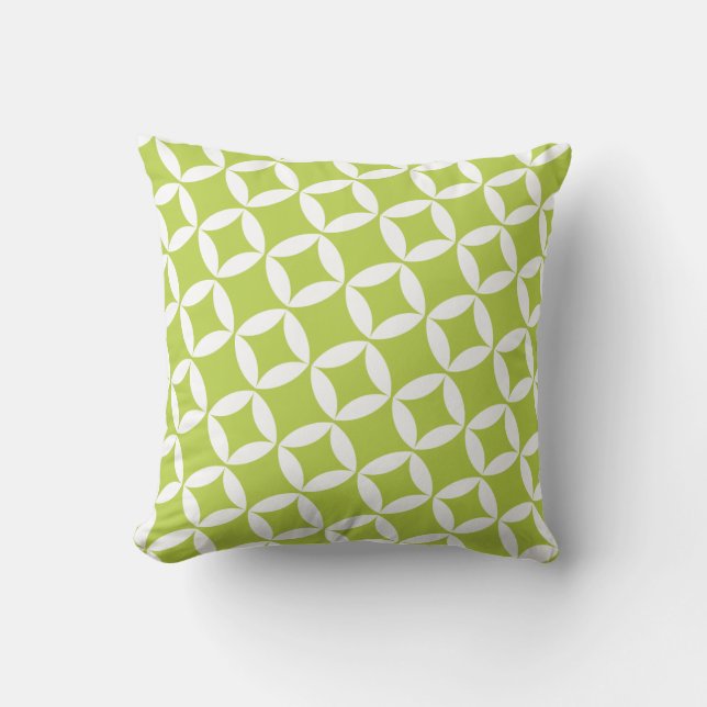 Retro Style Atomic Star Pattern in Lime Green Kussen (Voorkant)