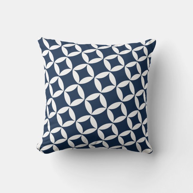 Retro Style Atomic Star Pattern in Navy Kussen (Voorkant)
