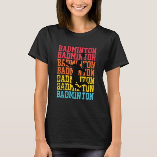 Retro Style Badminton Player Shuttlecock Birdie T-shirt (Voorkant)