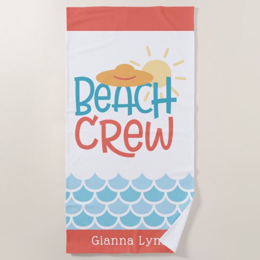 Retro Style Beach Crew Customizable Strandlaken (Voorkant)