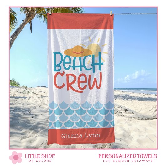 Retro Style Beach Crew Customizable Strandlaken