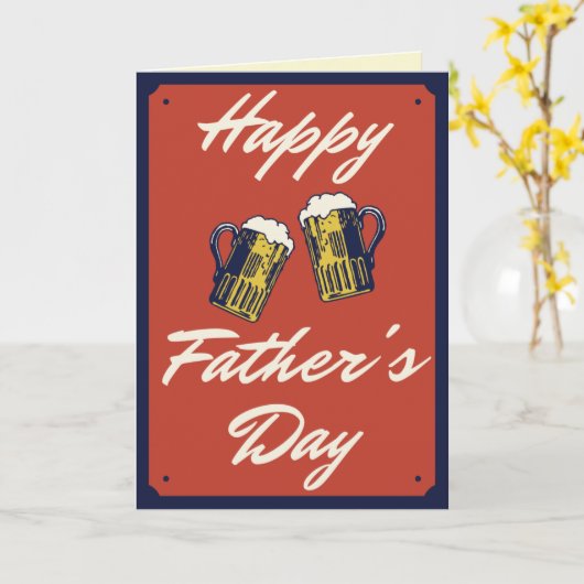 Retro Style Bierën Gelukgewenst Vaderdag Kaart (Gele Bloem)