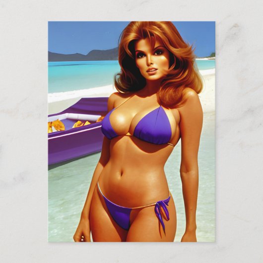 Retro Style Bikini Model Briefkaart (Voorkant)