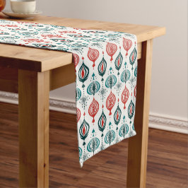 Retro Style Blauw Blauwgroen Rood Vakantie Ornamen Medium Tafelloper