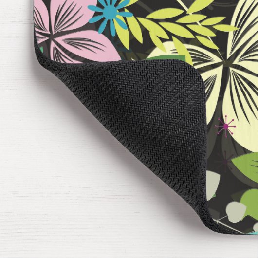 Retro Style Bloem Design-zwarte achtergrond Muismat (Hoek)