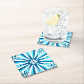 Retro Style Blue Starburst Paper Coaster Kartonnen Onderzetters (Insitu)