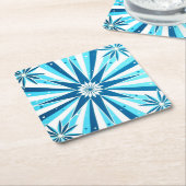 Retro Style Blue Starburst Paper Coaster Kartonnen Onderzetters (Schuin)