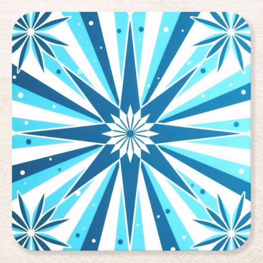 Retro Style Blue Starburst Paper Coaster Kartonnen Onderzetters (Voorkant)