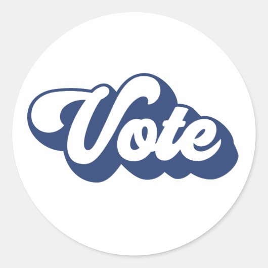 Retro Style Blue Vote Sticker (Voorkant)