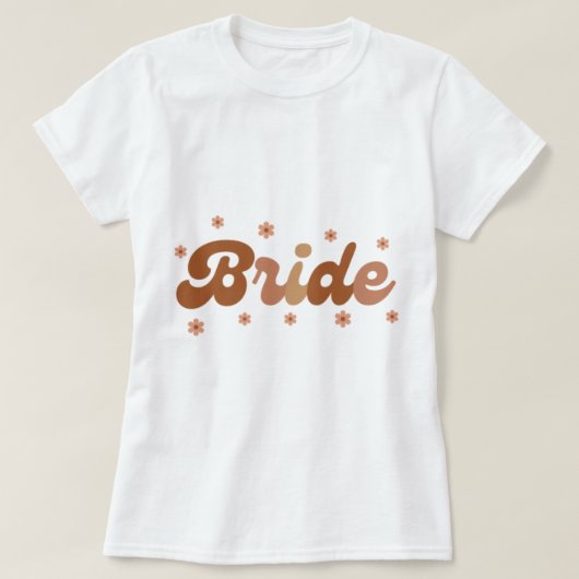 Retro Style Bride with Brown Flowers T-shirt (Design voorkant)