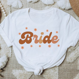 Retro Style Bride with Brown Flowers T-shirt