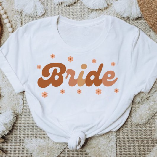 Retro Style Bride with Brown Flowers T-shirt