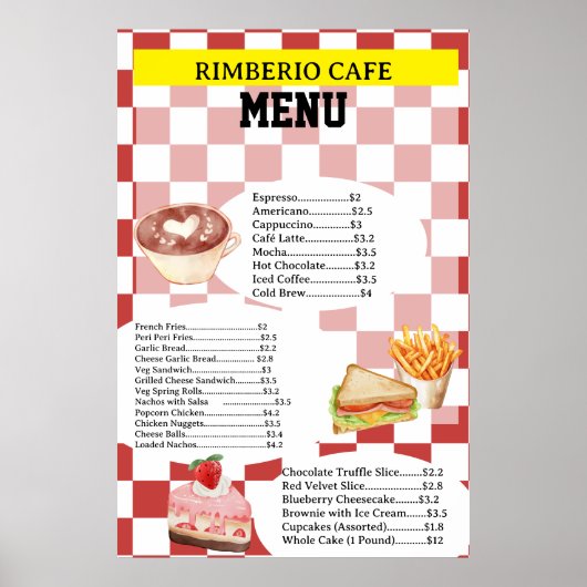 Retro Style Cafe Business Food Menu Poster (Voorkant)