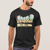 Retro Style Cleveland Ohio Lettering With Skyline  T-shirt (Voorkant)