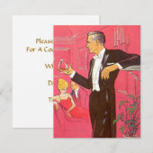 Retro Style Cocktail Party Bar Invitation Dinner Kaart (Voorkant / Achterkant)