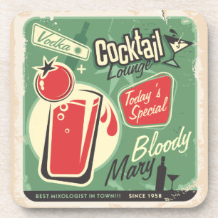 Retro  Style Cocktail-Poster Bier Onderzetter