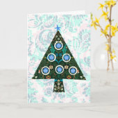 Retro Style Colorful kerstboomvakantie-Kaart Kaart (Gele Bloem)