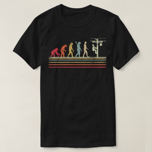 Retro style Cool Evolution Of Lineman Electrician  T-shirt (Design voorkant)