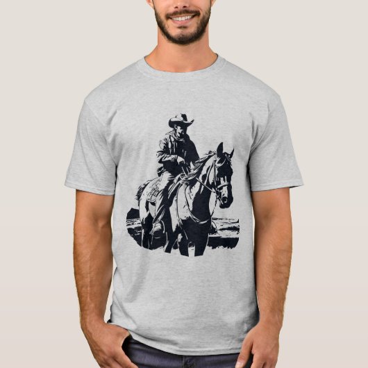 Retro Style Cowboy Man op paardrijden T-shirt (Voorkant)