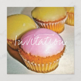 RETRO STYLE CUPCAKE BIRTHDAY INVITAY KAART