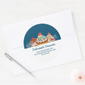 Retro Style Cupcakes Sweet Dessert Business Ronde Sticker (Envelop)