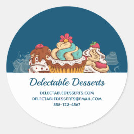 Retro Style Cupcakes Sweet Dessert Business Ronde Sticker