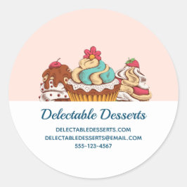 Retro Style Cupcakes Sweet Dessert Business Ronde Sticker