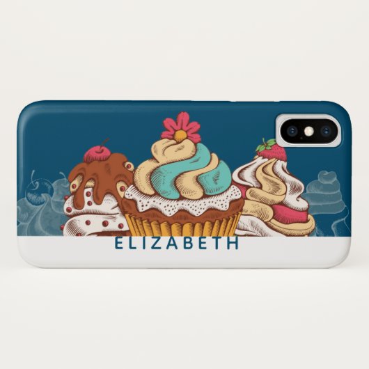 Retro Style Cupcakes Sweet Dessert Case-Mate iPhone Case (Achterkant (horizontaal))
