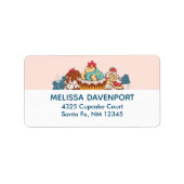 Retro Style Cupcakes Sweet Dessert Etiket (Voorkant)