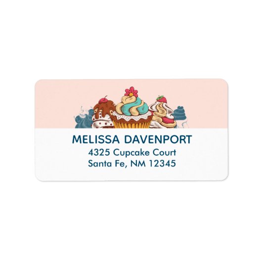 Retro Style Cupcakes Sweet Dessert Etiket (Voorkant)