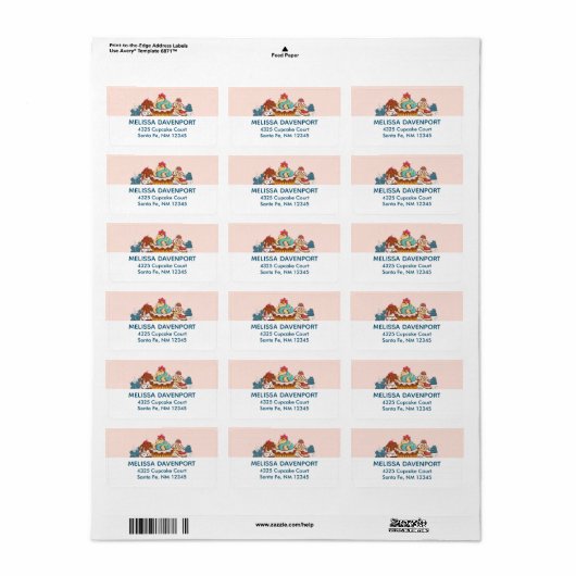 Retro Style Cupcakes Sweet Dessert Etiket (Full Sheet)