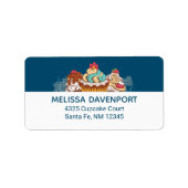 Retro Style Cupcakes Sweet Dessert Etiket (Voorkant)