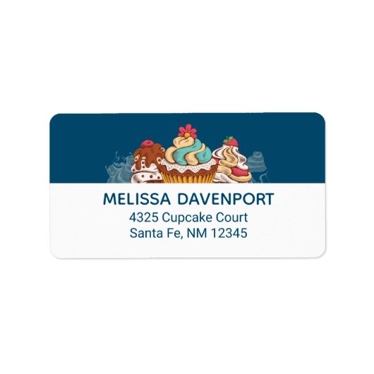 Retro Style Cupcakes Sweet Dessert Etiket (Voorkant)