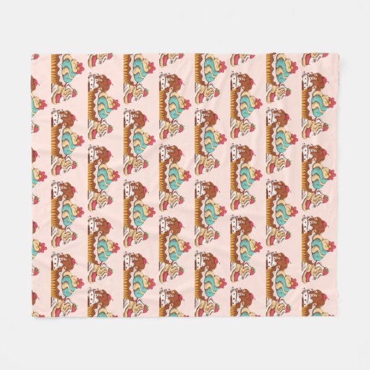 Retro Style Cupcakes Sweet Dessert Fleece Deken (Voorkant (Horizontaal))