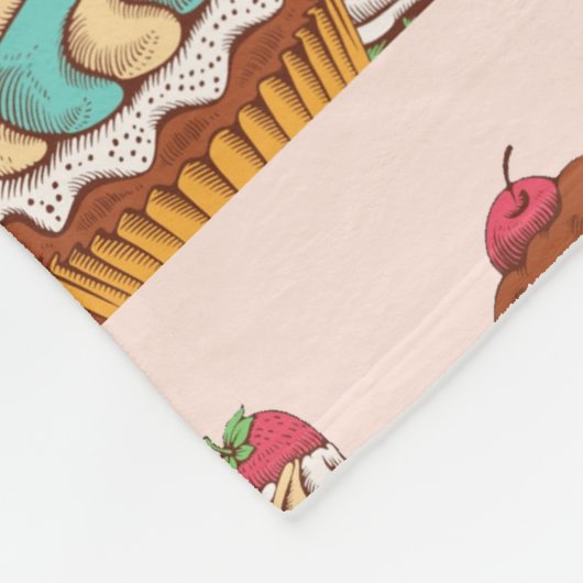 Retro Style Cupcakes Sweet Dessert Fleece Deken (Hoek)