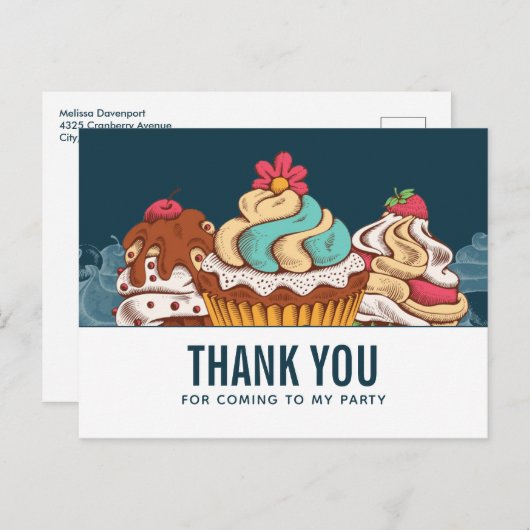 Retro Style Cupcakes Sweet Dessert Hartelijk dank Briefkaart (Voorkant / Achterkant)