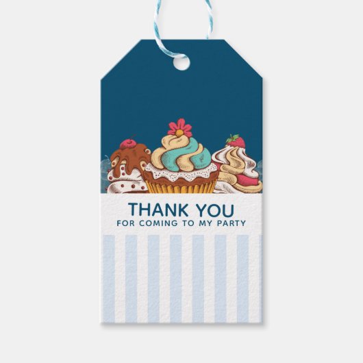 Retro Style Cupcakes Sweet Dessert Hartelijk dank Cadeaulabel (Voorkant)